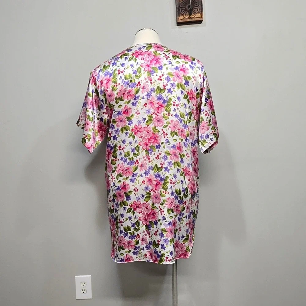 Vanity Fair Nightshirt Plus Size 2XL Floral Satin Sleepwear Cottagecore Romantic